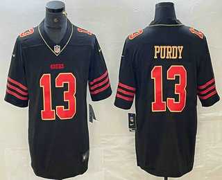 Men%27s San Francisco 49ers #13 Brock Purdy Black Gold Fashion Vapor Limited Stitched Jersey